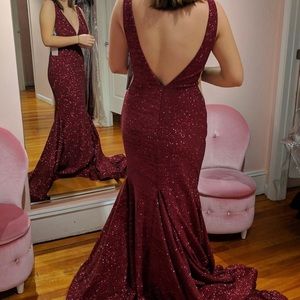 Jovani red glitter formal prom dress gown